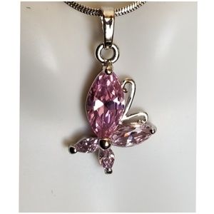 Genuine Pink Topaz Butterfly Pendant 1" long